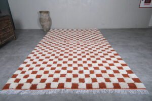 Moroccan checkered rug brick red