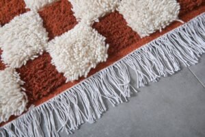 Moroccan checkered rug brick red