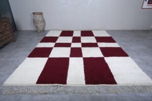 Moroccan checkered rug Rot Rotbraun red brown