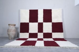 Moroccan checkered rug Rot Rotbraun red brown