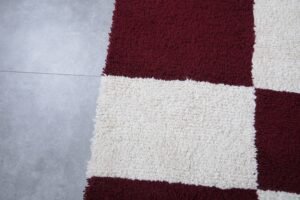 Moroccan checkered rug Rot Rotbraun red brown
