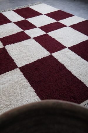 Moroccan checkered rug Rot Rotbraun red brown