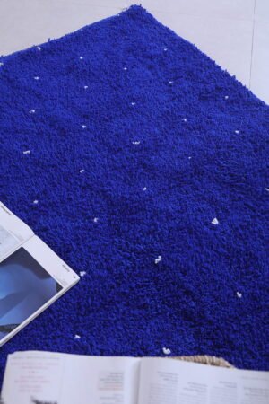 Moroccan Blue rug white dots